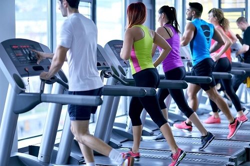 People Training on Treadmill in Gym